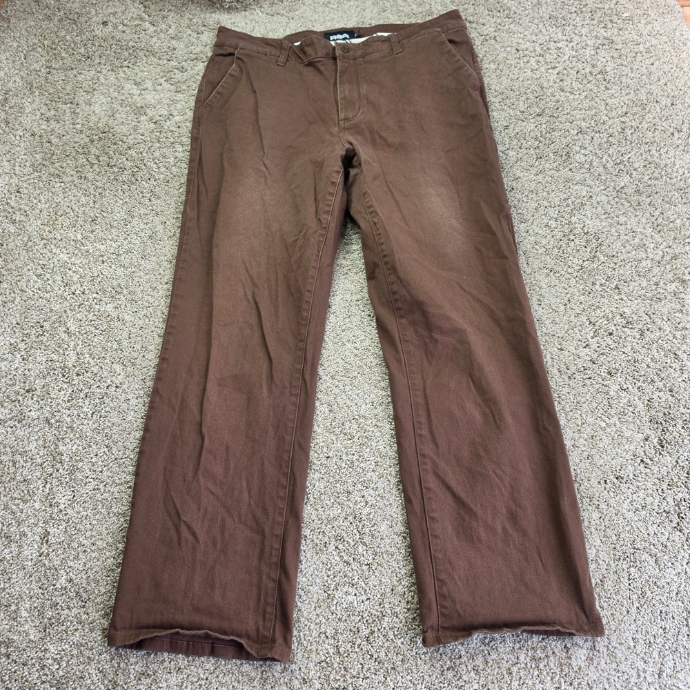 RSQ Pants Womens 36x32 Brown Casual Workwear Stretch Straight Leg Chino Adult